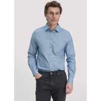 hessnatur Herren Print Hemd Regular aus Bio-Baumwolle - blau - Größe M (39/40) von hessnatur