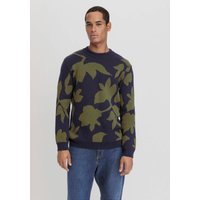 hessnatur Herren Pullover Jacquard Regular aus Bio-Baumwolle mit Bio-Merinowolle - grün - Größe 50 von hessnatur