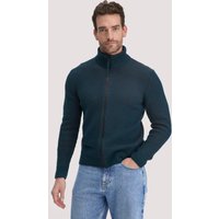 hessnatur Herren Strick Jacke Regular aus Bio-Baumwolle mit Bio-Merinowolle - blau - Größe M von hessnatur