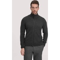 hessnatur Herren Strick Jacke Regular aus Bio-Merinowolle mit Bio-Baumwolle - grau - Größe XL von hessnatur
