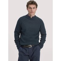 hessnatur Herren Strick Pullover Regular aus Bio-Baumwolle mit Bio-Merinowolle - blau - Größe XL von hessnatur