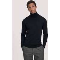 hessnatur Herren Strick Rollkragen Pullover Regular aus Bio-Merinowolle - schwarz - Größe L von hessnatur