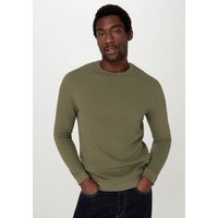 hessnatur Herren Waffelpiqué-Pullover Regular aus Bio-Baumwolle - grün - Größe 46 von hessnatur