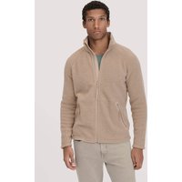 hessnatur Herren Wollfleece Jacke Regular aus Bio-Merinowolle - beige - Größe 52 von hessnatur