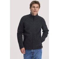 hessnatur Herren Wollfleece Jacke Regular aus Bio-Merinowolle - grau - Größe 56 von hessnatur