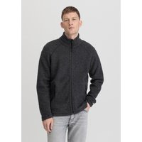 hessnatur Herren Wollfleece Jacke Relaxed aus Bio-Merinowolle - grau - Größe 48 von hessnatur