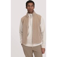 hessnatur Herren Wollfleece Weste Regular aus Bio-Merinowolle - beige - Größe 48 von hessnatur