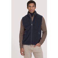 hessnatur Herren Wollfleece Weste Regular aus Bio-Merinowolle - blau - Größe 52 von hessnatur