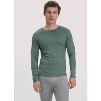 hessnatur Herren Wool-Silk Longsleeve aus Bio-Merinowolle mit Seide - grün - Größe 56 von hessnatur