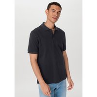 hessnatur Herren Zwirn Polo Shirt Regular aus Bio-Baumwolle - schwarz - Größe 48 von hessnatur