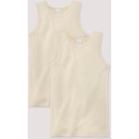hessnatur Kinder  Unterhemd Ärmellos im 2er-Pack aus Bio-Baumwolle - natur - Größe 110/116 von hessnatur