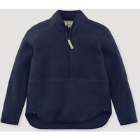 hessnatur Kinder Fleece Troyer Regular aus Bio-Baumwolle - blau - Größe 122/128 von hessnatur