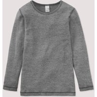 hessnatur Kinder  Langarmshirt aus Bio-Baumwolle mit Bio-Merinowolle und Seide - grau - Größe 146/152 von hessnatur