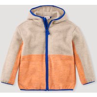 hessnatur Kinder Wollfleece Jacke Regular aus Bio-Merinowolle mit Bio-Baumwolle - beige - Größe 158/164 von hessnatur