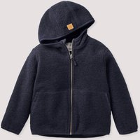 hessnatur Kinder Wollfleece Jacke aus Bio-Merinowolle - blau - Größe 98/104 von hessnatur