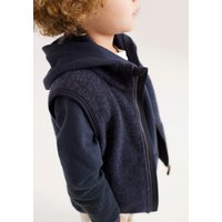 hessnatur Kinder Wollfleece Weste Regular aus Bio-Merinowolle - blau - Größe 110/116 von hessnatur