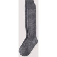 hessnatur Kniestrümpfe im 2er-Pack aus Merinowolle mit Bio-Baumwolle - grau - Größe 35-37 von hessnatur