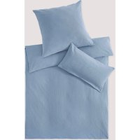 hessnatur Musselin Bettwäsche-Set aus Bio-Baumwolle - blau - Größe 240x220 / 2x80x80 cm von hessnatur