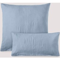 hessnatur Musselin Kissenbezug aus Bio-Baumwolle - blau - Größe 40x80 cm von hessnatur