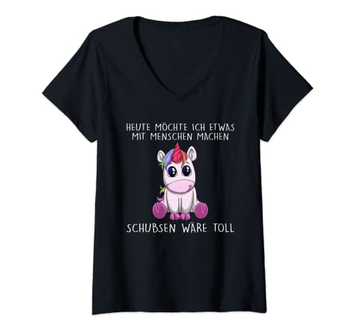 Damen heute möchte ich etwas mit menschen machen schubsen wäre T-Shirt mit V-Ausschnitt Damen heute möchte ich etwas mit menschen machen schubsen wäre T-Shirt mit V-Ausschnitt von heute möchte ich etwas mit menschen machen einhorn