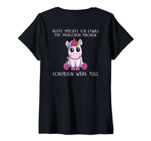 Damen heute möchte ich etwas mit menschen machen schubsen wäre T-Shirt mit V-Ausschnitt Damen heute möchte ich etwas mit menschen machen schubsen wäre T-Shirt mit V-Ausschnitt von heute möchte ich etwas mit menschen machen einhorn