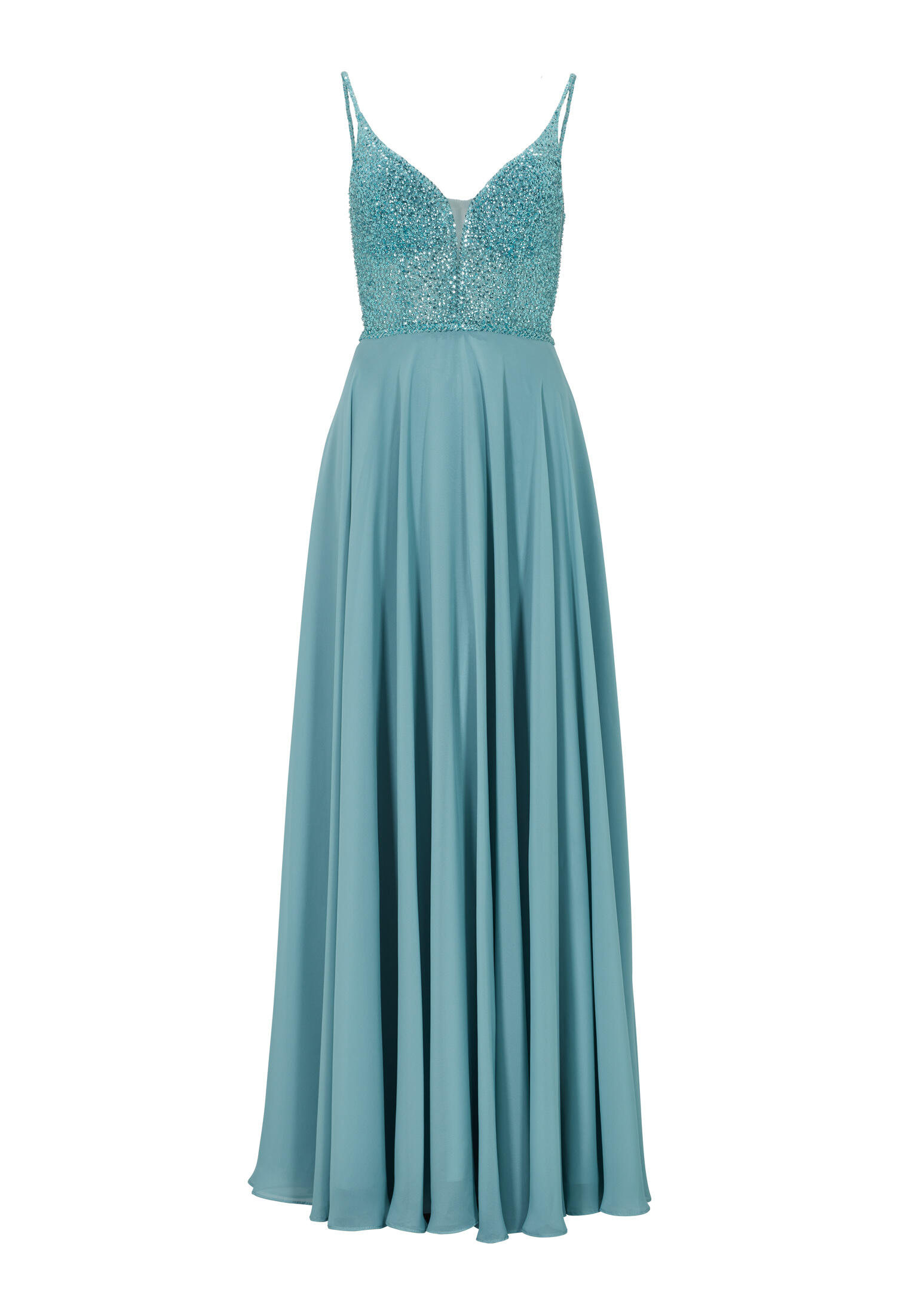 hey kyla - Abendkleid aus Materialmix sea blue - Gr. - 32 von hey kyla
