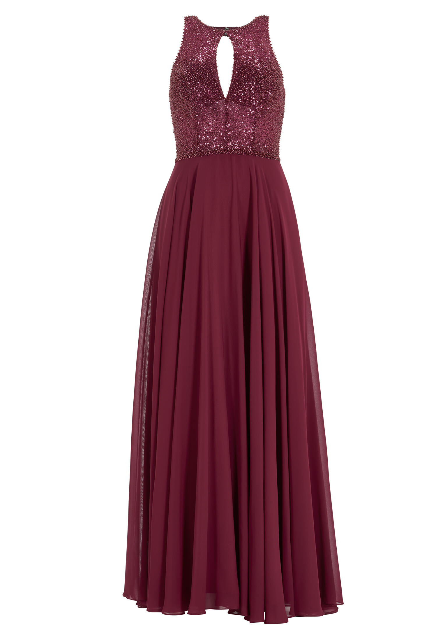 hey kyla - Abendkleid mit Stickerei und Cut-Out Detail grape wine - Gr. - 36 von hey kyla
