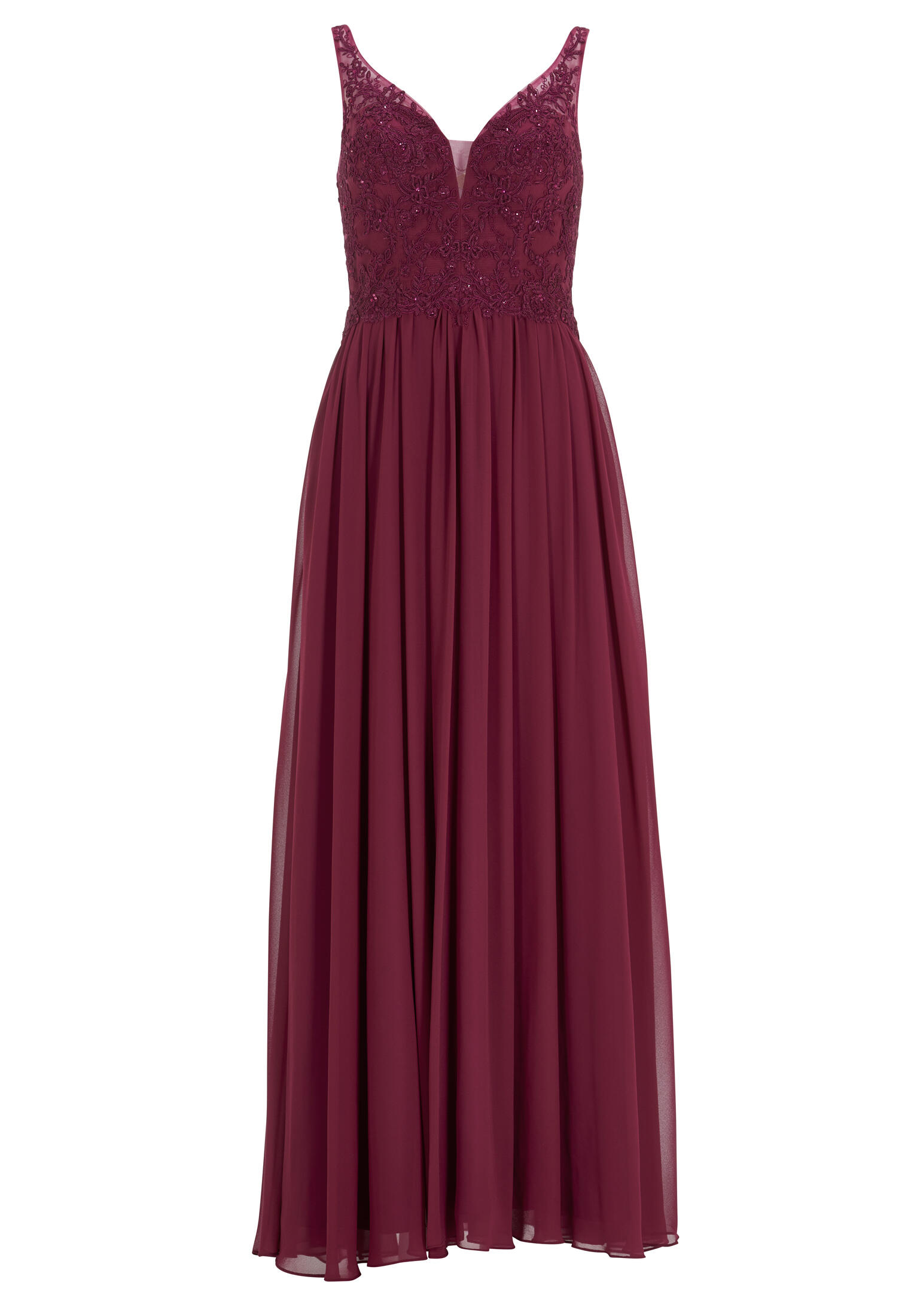 hey kyla - Chiffonkleid mit Spitzenstickerei grape wine - Gr. - 48 von hey kyla