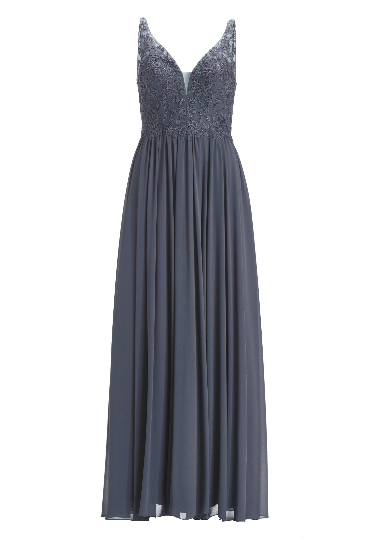 hey kyla - Chiffonkleid mit Spitzenstickerei indigo grey - Gr. - 36 von hey kyla