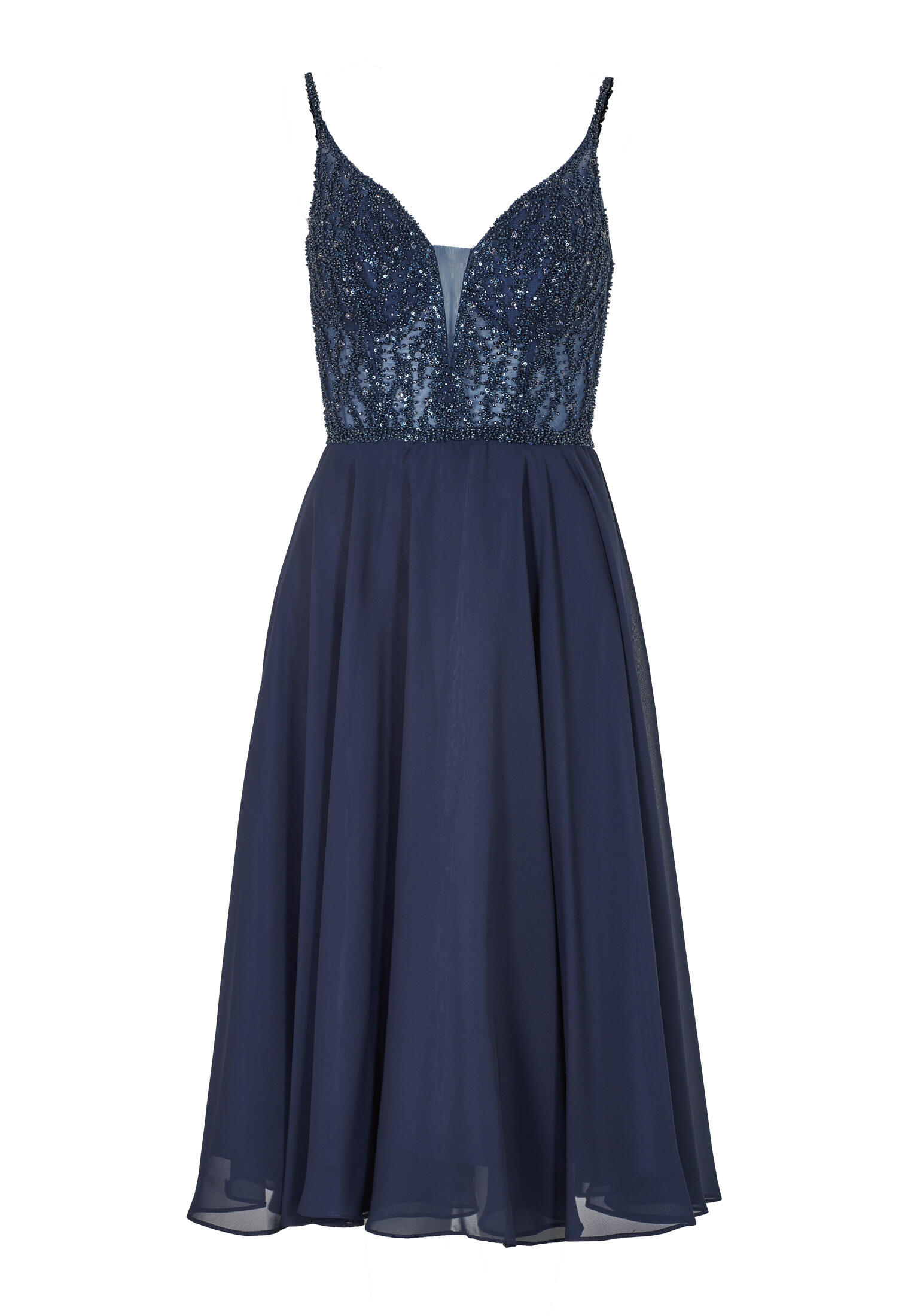hey kyla - Cocktailkleid aus Materialmix navy - Gr. - 38 von hey kyla