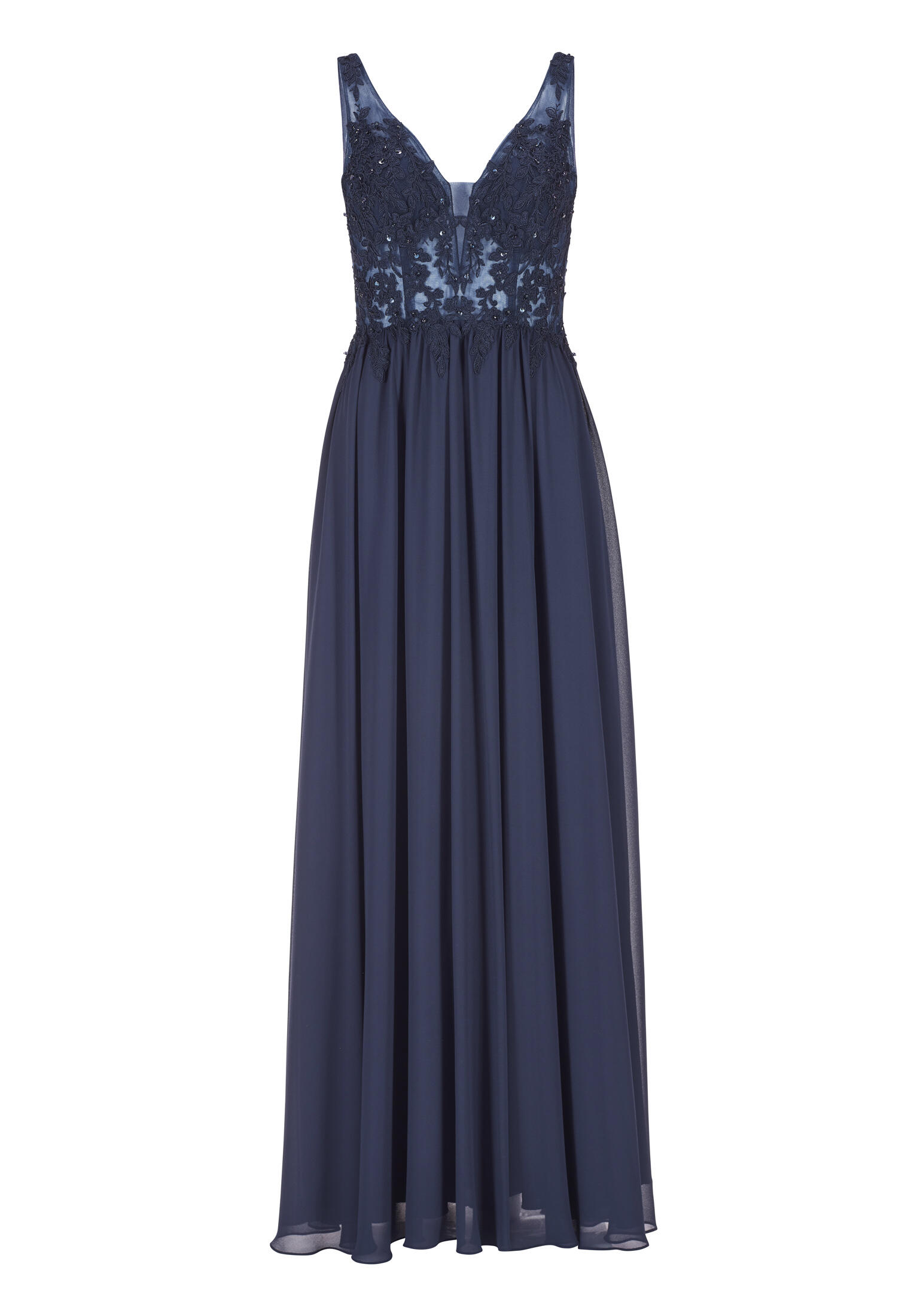hey kyla - Fließendes Chiffonkleid mit Stickerei navy - Gr. - 32 von hey kyla