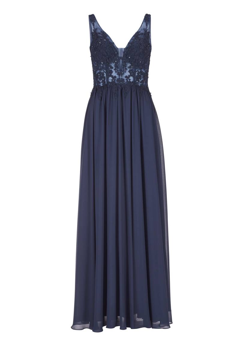 hey kyla - Fließendes Chiffonkleid mit Stickerei navy - Gr. - 32 von hey kyla