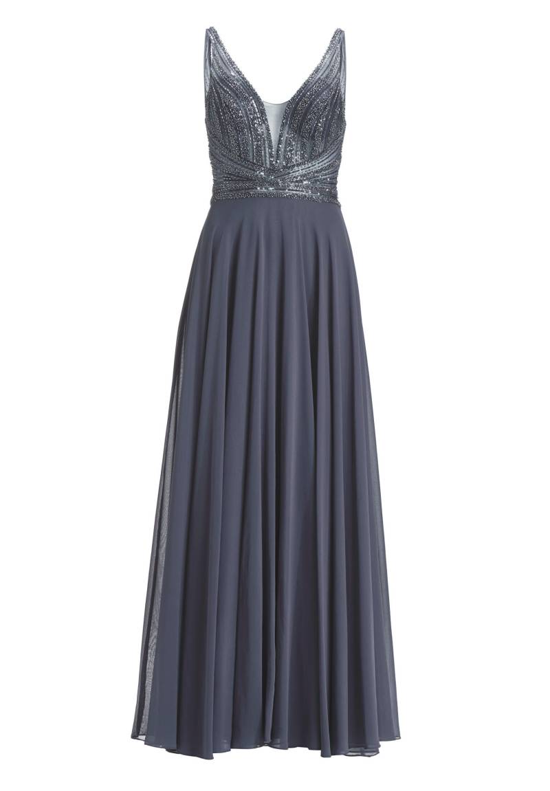 hey kyla - Langes Chiffon-Abendkleid mit Stickerei indigo grey von hey kyla