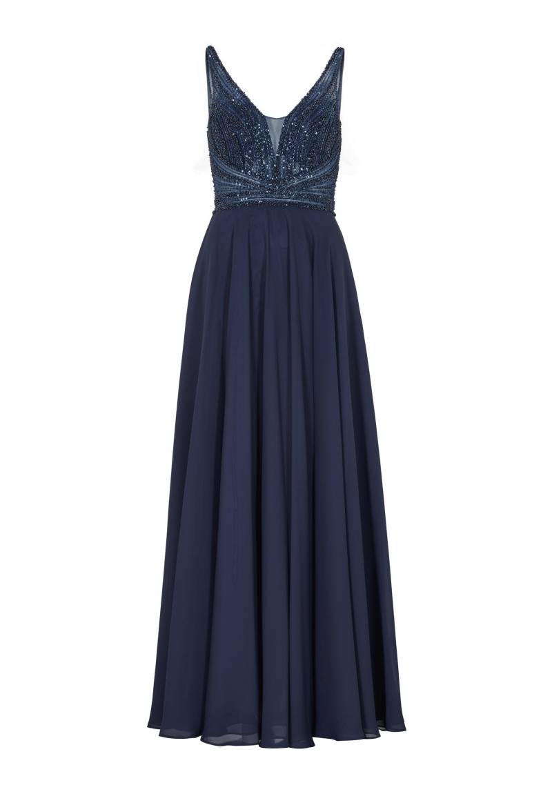 hey kyla - Langes Chiffon-Abendkleid mit Stickerei navy - Gr. - 32 von hey kyla