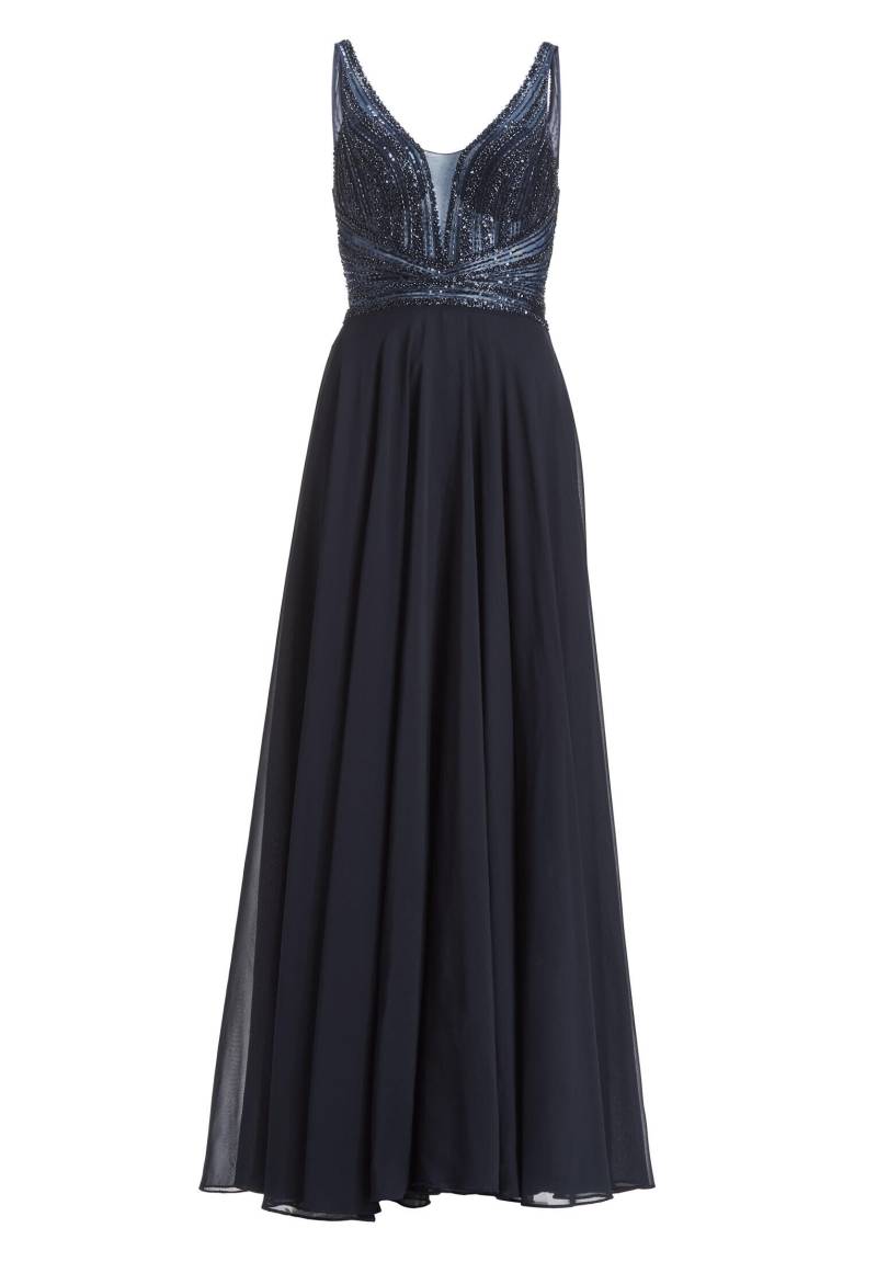 hey kyla - Langes Chiffon-Abendkleid mit Stickerei navy - Gr. - 38 von hey kyla