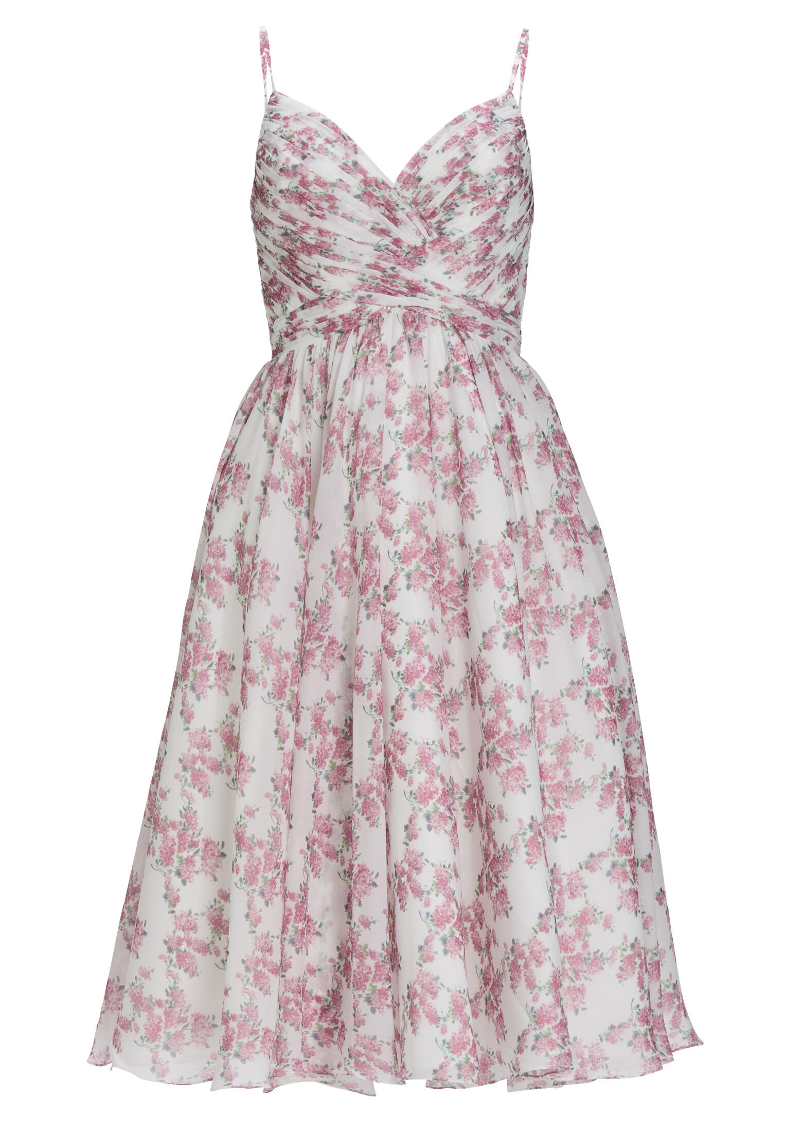 hey kyla - Midikleid aus Chiffon mit floralem Print ivory / rose - Gr. - 36 von hey kyla