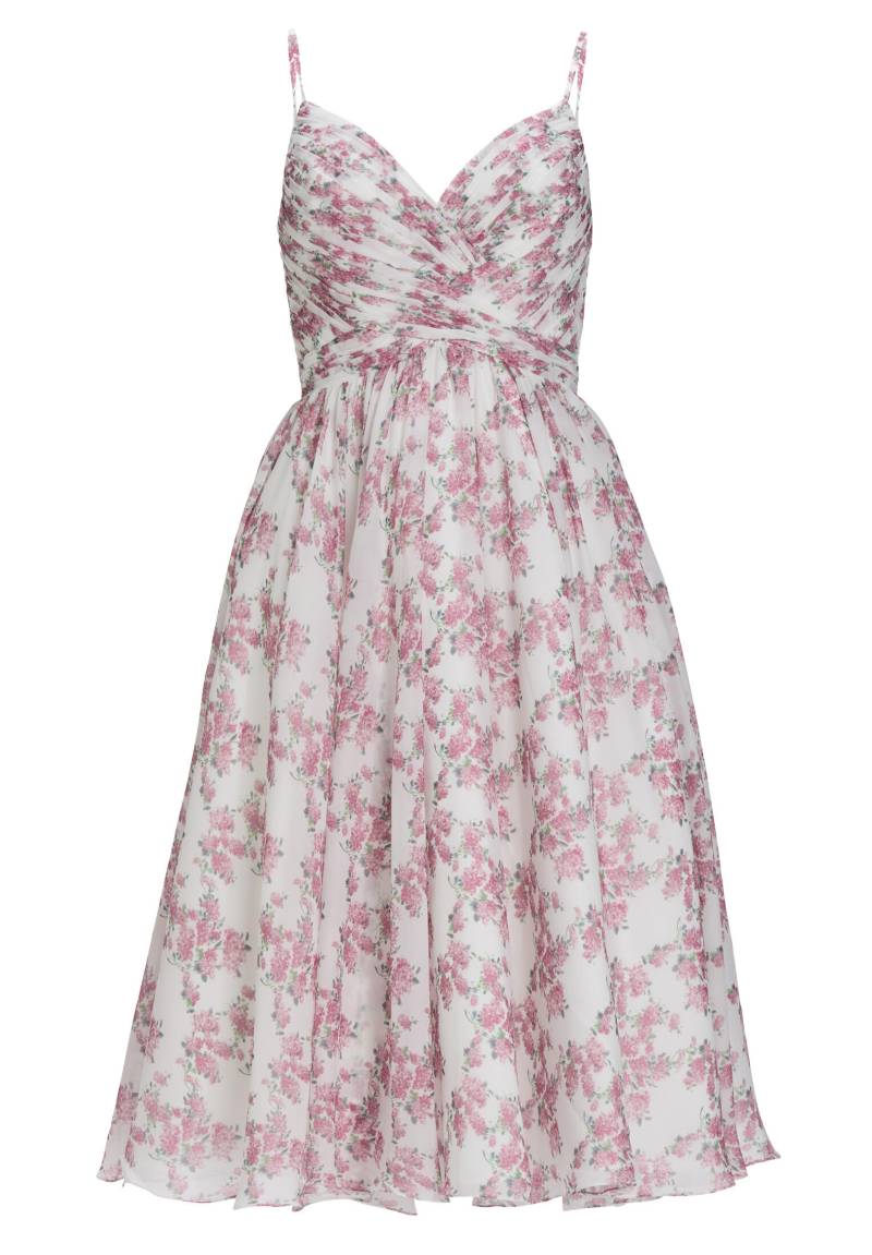 hey kyla - Midikleid aus Chiffon mit floralem Print ivory / rose - Gr. - 36 von hey kyla