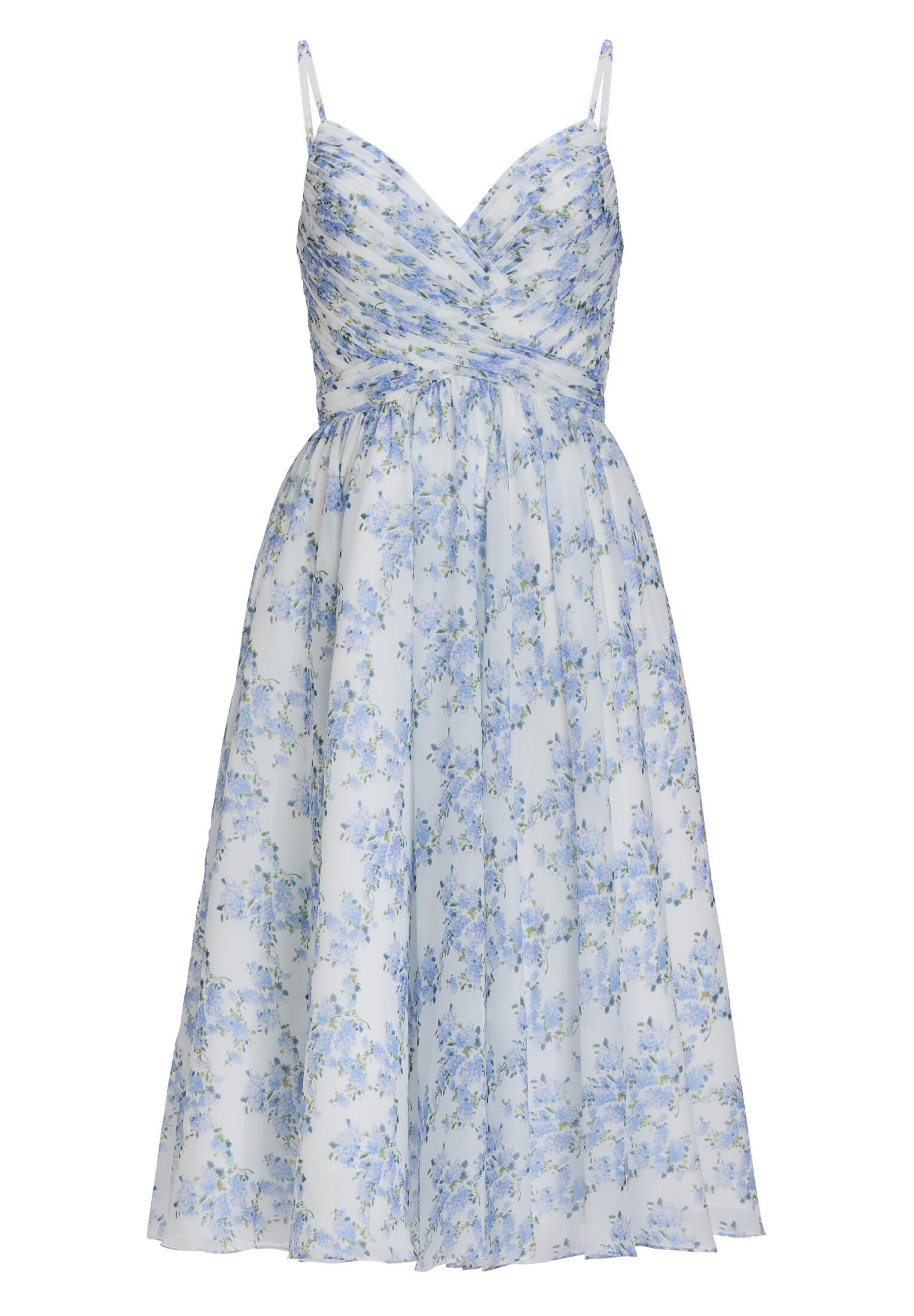 hey kyla - Midikleid aus Chiffon mit floralem Print ivory / sky blue - Gr. - 36 von hey kyla