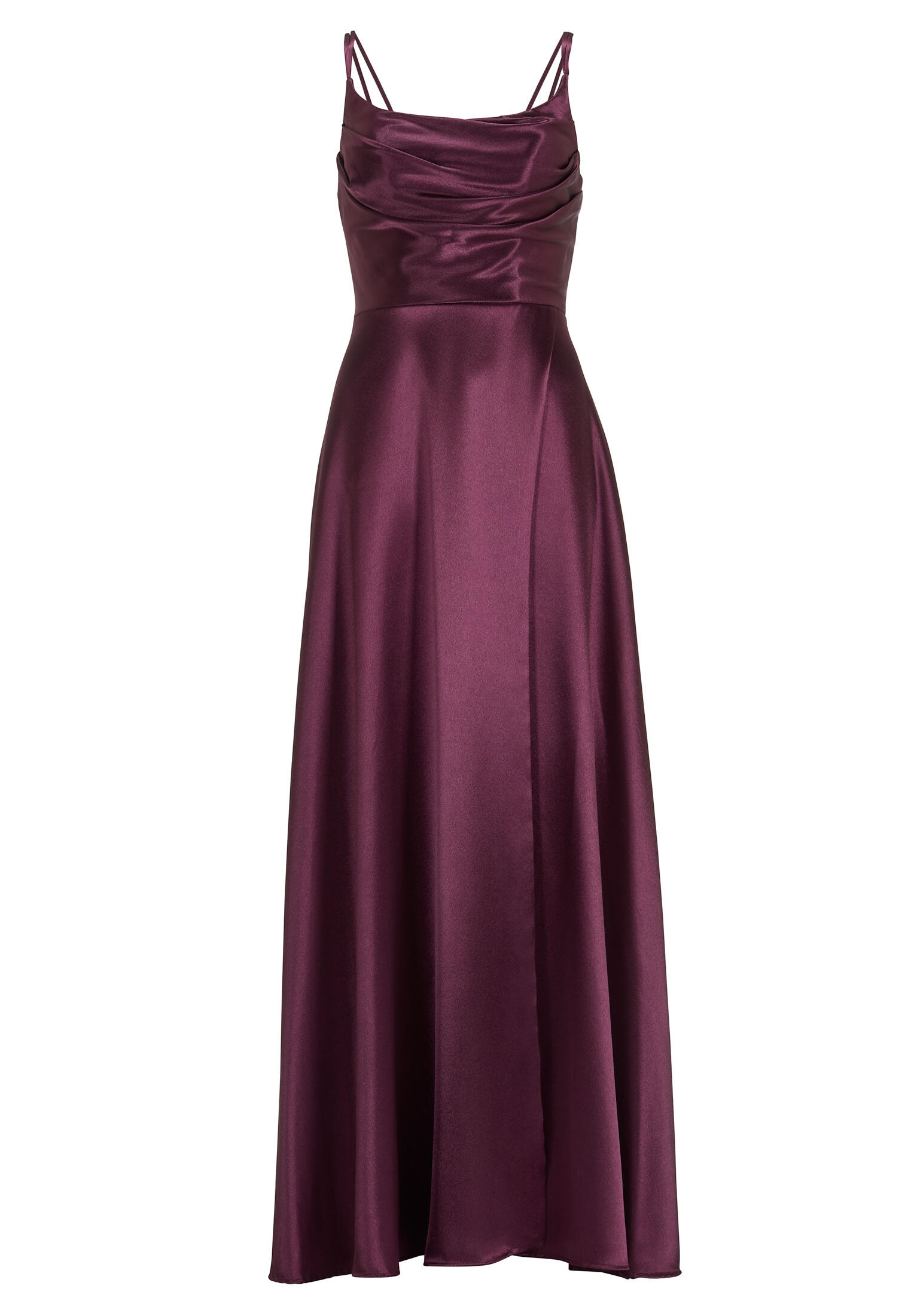 hey kyla - Satin-Abendkleid mit Gehschlitz vivid burgundy - Gr. - 36 von hey kyla