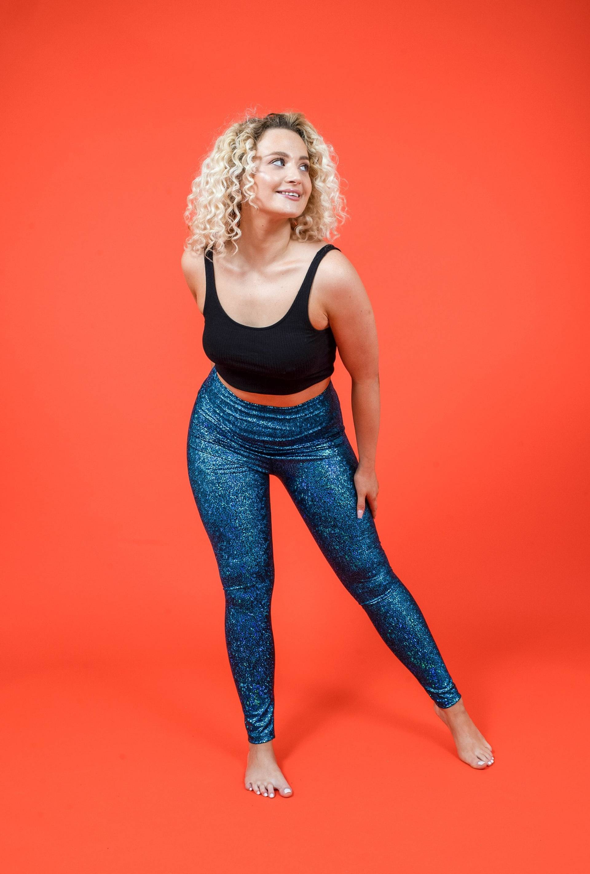 Türkis Holographic Disco Meerjungfrau Hoch Taillierte Leggings Türkis Holographic Disco Meerjungfrau Hoch Taillierte Leggings von heydiscobaby