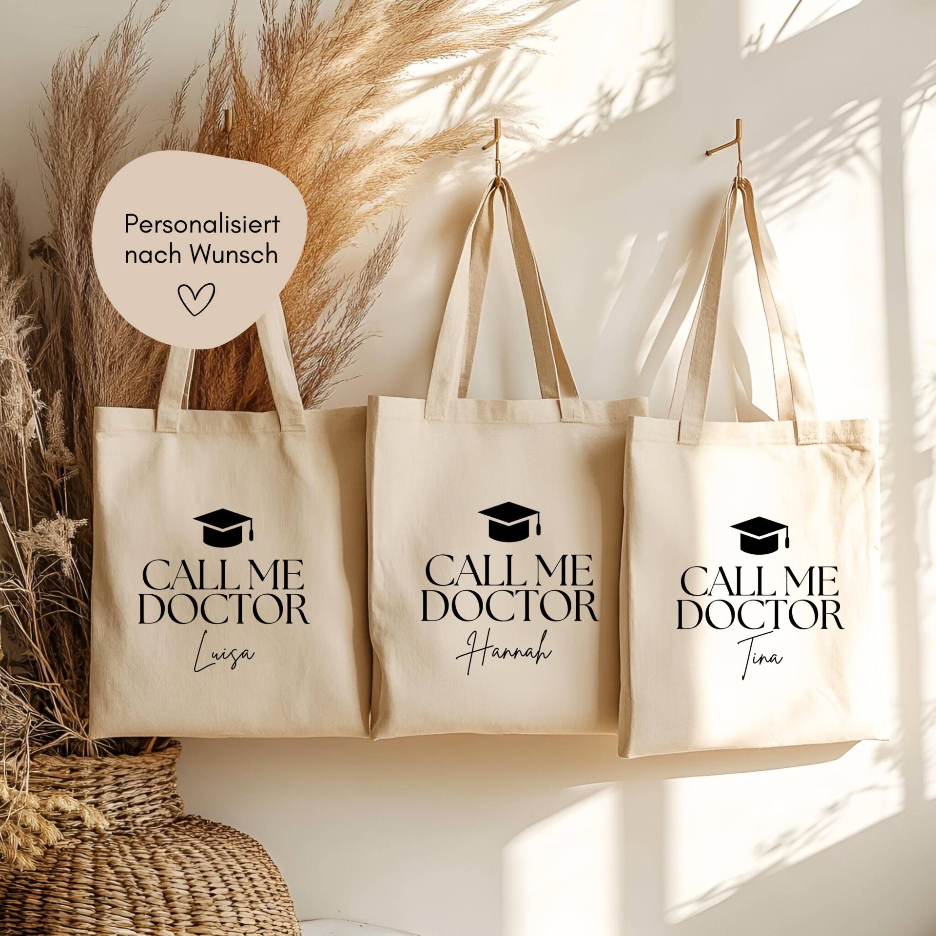Doktor 2025 Geschenk Jutebeutel Personalisiert, Bestanden, Geschenk, Prüfung Promotion Loulala® von heyloulala