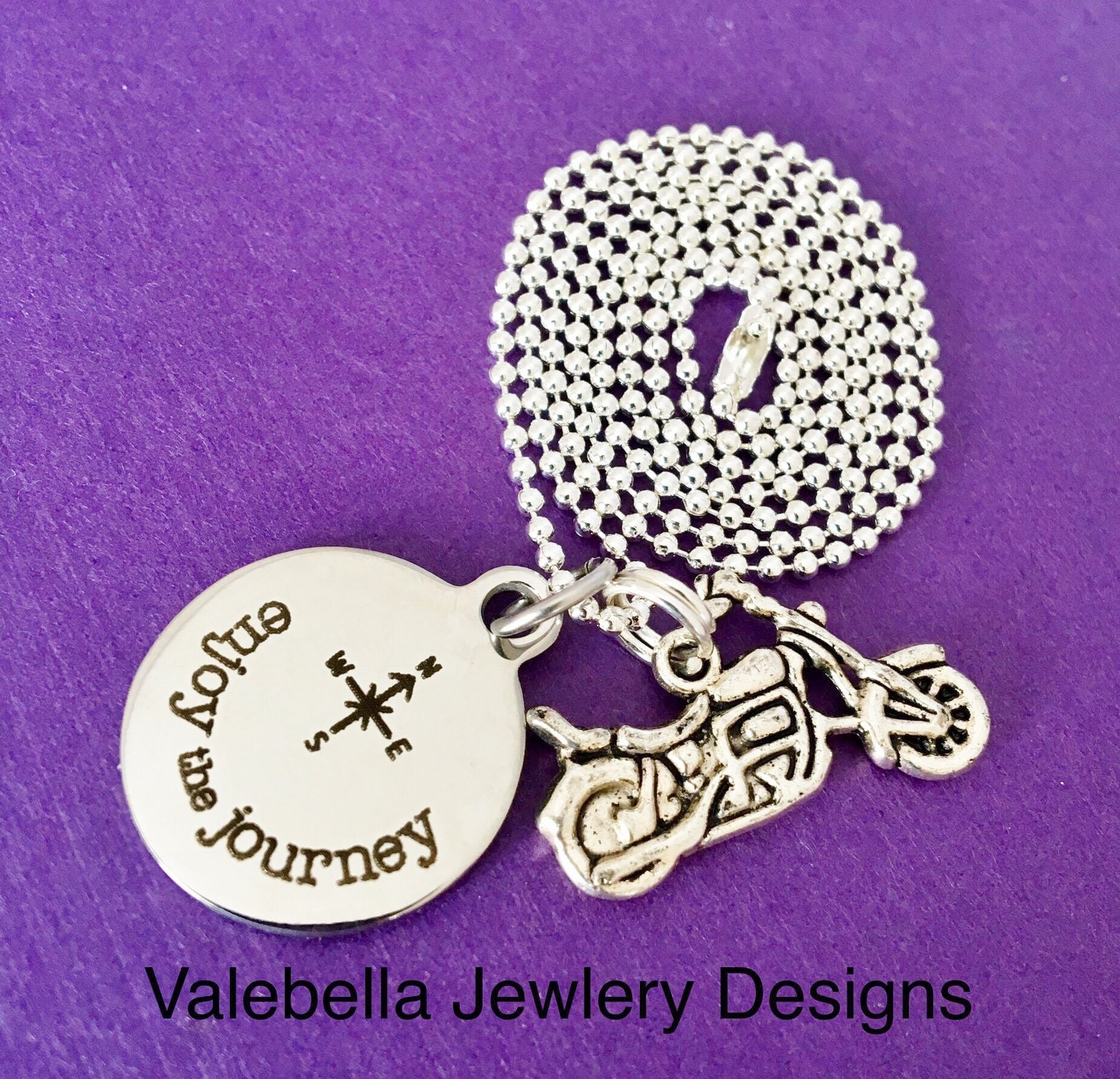 Motorrad-Halskette, Genießen Sie Die Reise, Harley Davidson Inspiriert Schmuck, Kompass Halskette, Biker Motorrad Geschenk, Geschenk Für Sie von heysista