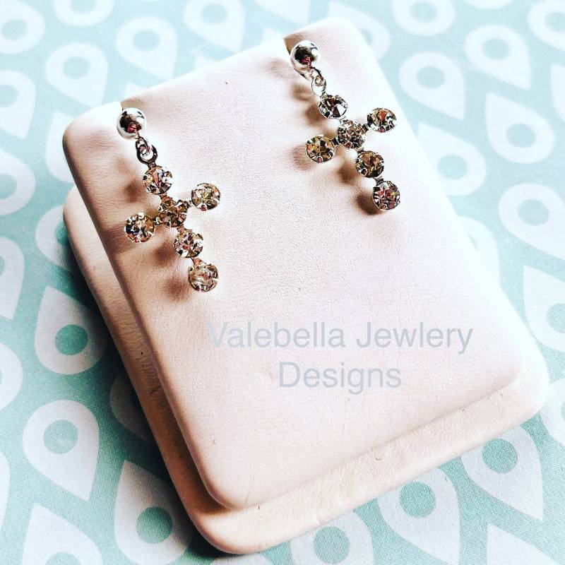 Ohrringe, Sterling Silber, Swarovski Kristall, Kreuz Ohrstecker, Erste Heilige Kommunion, Konfirmation, Kommunion Schmuck Ohrringe, Sterling Silber, Swarovski Kristall, Kreuz Ohrstecker, Erste Heilige Kommunion, Konfirmation, Kommunion Schmuck von heysista