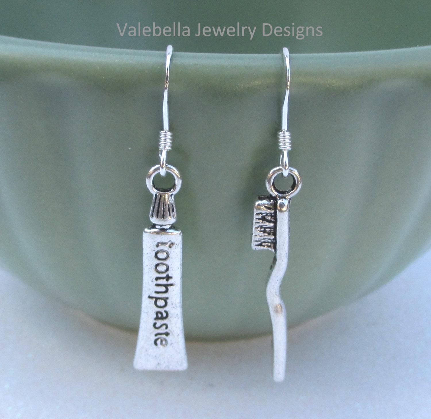 Zahnbürste, Zahnpasta, Ohrringe, Dendohygieniker, Zahnarzt, Zahngesundheit, Sterling Silber, Zahnfee, Geschenk, Schmuck, Geschenkidee, Teen von heysista