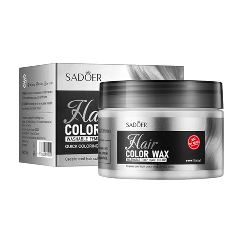 Temporäre Haarfarbe, Haarfarbe Auswaschbar, Temporäre Haarfarbe Wachs, Temporäre Haartönung, Hair Color Wax, Buntes Haarwachs, Haarfarbe für Männer und Frauen, 120g (Weiß, 1pc) von hgerGWW