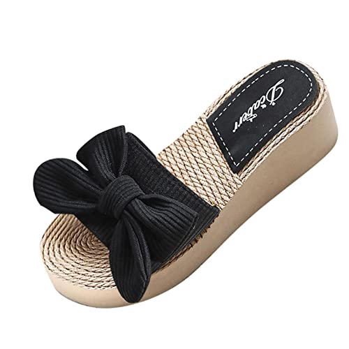 hhsbeauty Sommersandalen Frühling und Mode Keil Strand Hausschuhe Bow Casual Frauen Pantoffel Damen Schuhe Weite H von hhsbeauty