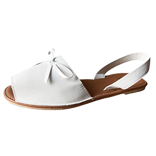 hhsbeauty Frauen Sommer Einfarbig Strand Slip On Lässige Offene Zehe Fliege Flache Weiche Unterseite Atmungsaktive Schuhe Sandalen Damenschuhe Silber von hhsbeauty