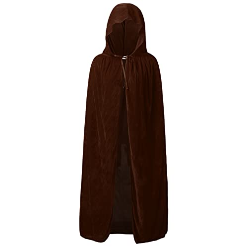 hhsbeauty Umhänge und Kostüme für Herren mit Kapuze, Lange Paare, Halloween-Jacke, Mittelalterliche Stiefel Günstig (Coffee, M(160cm)) von hhsbeauty