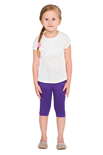 hi!mom - Kinder Leggings mit 3/4-Länge - aus Baumwolle - einfarbig - 2-13 Jahre - Violett - 4-5 Jahre von hi!mom