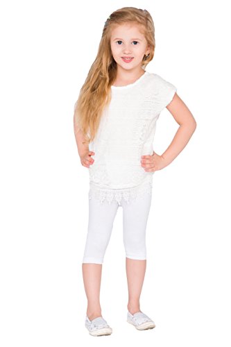 hi!mom - Kinder Leggings mit 3/4-Länge - aus Baumwolle - einfarbig - 2-13 Jahre - Weiß - 4-5 Jahre von hi!mom